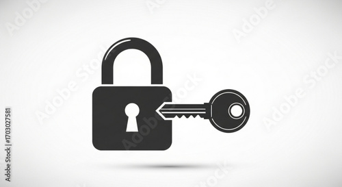 Illustration of a lock and key, representing security, privacy, access, and protection of information