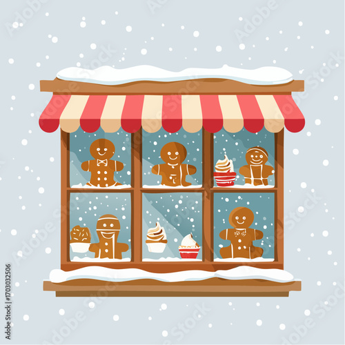 Festive Winter Village Skating Scene
