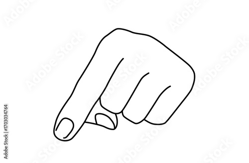 相手に人差し指で何かを指さしている片手のシンプルな線画ベクターイラスト