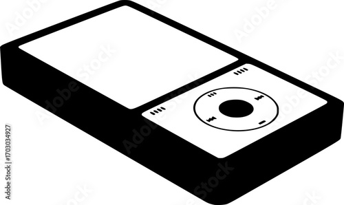 Portable music player device gadget electronic silhouette vector illustration