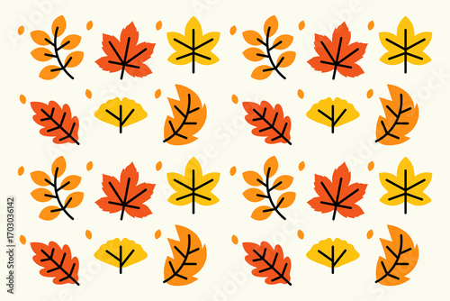 Flat autumnal graphic leaves pattern
