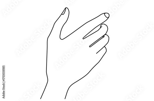 何かを持っている片手の手の甲のシンプルな線画ベクターイラスト