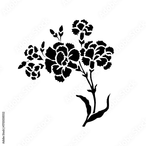 Hand-drawn floral vector illustration in black silhouette style. Perfect for decoration, patterns, textile, crafts, and digital design projects