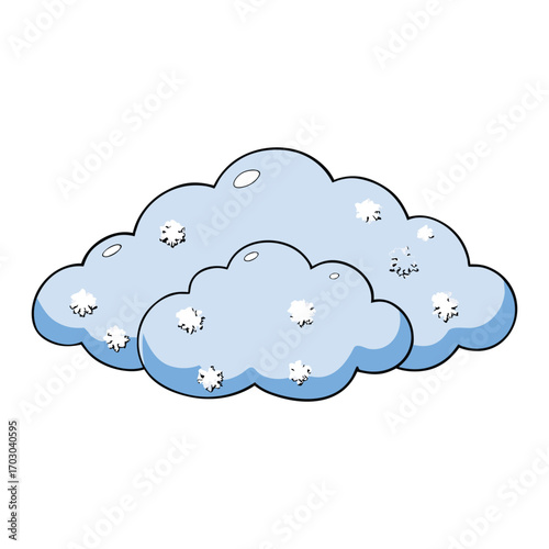 Soft winter snow clouds drift across the sky, heavy with frost and promise of snowfall, painting the horizon in shades of gray and white, calm and serene.
