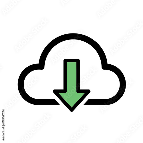 Cloud arrow descends computing simple background