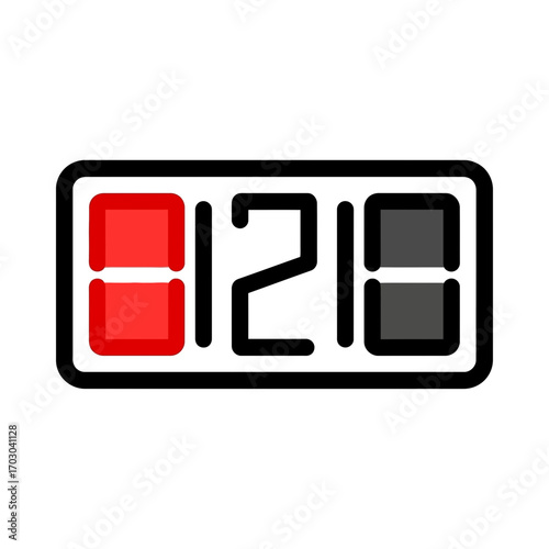 Digital counter displays numerical value statically graphic