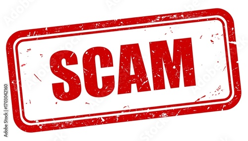 Red stamp marking a scam