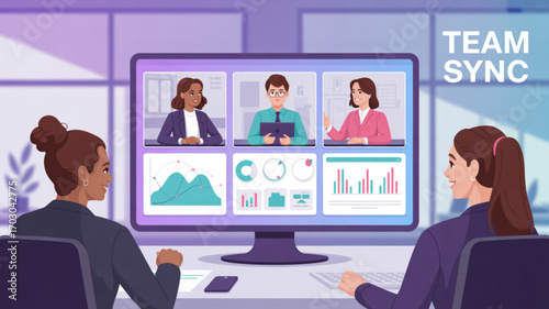 Virtual meeting online conference business team video call teamwork collaboration remote work presentation discussion 100