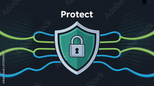 Cybersecurity protection shield for secure data network and privacy internet security digital technology 100