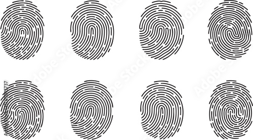 Detailed Black and White Fingerprint Patterns for Biometric Identification security scan