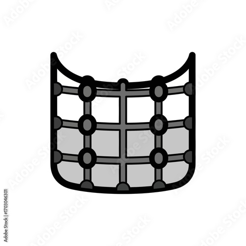 Hockey net contains pucks at ice rink vector