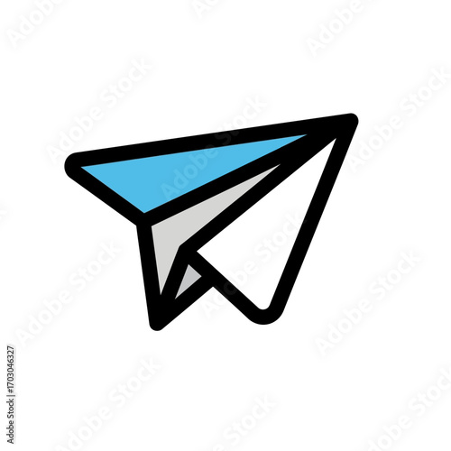 Paper airplane flies solo across blank backdrop icon