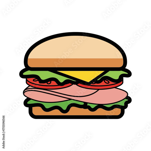Cartoon sandwich layers food tasty meal icon