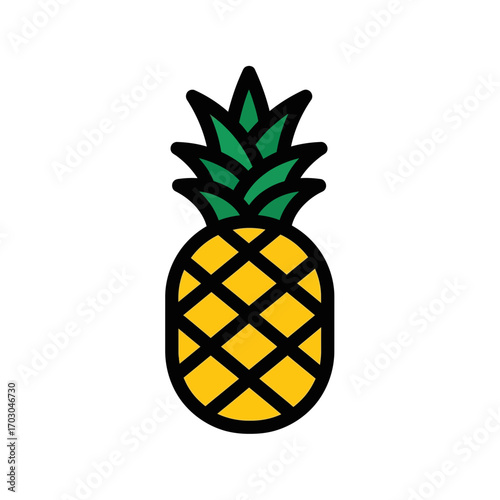 Pineapple icon depicts tropical fruit isolated