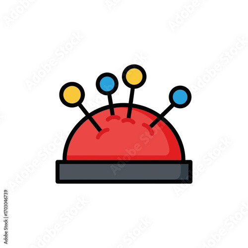 Red pincushion holds pins sewing design crafting