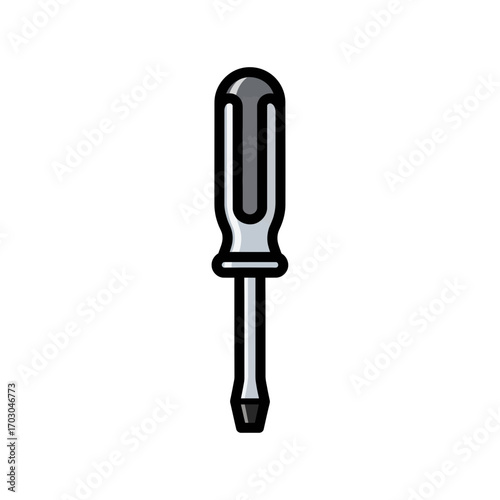 Isolated screwdriver tightens screws simple background close up