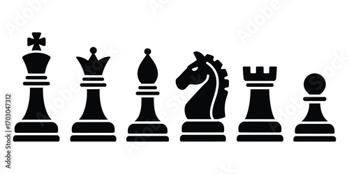 Chess pieces vector set with smart board game elements isolated on white background