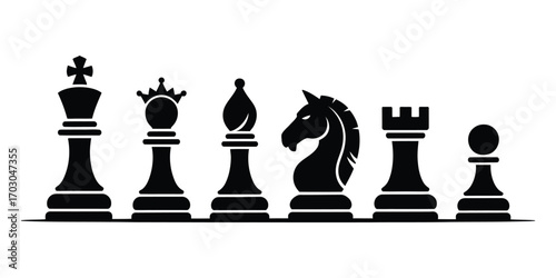 Chess piece icons set vector silhouette isolated on white background 
