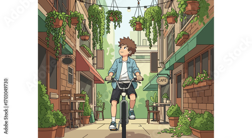 young man riding a bicycle