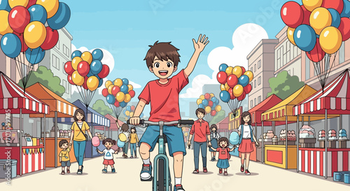 happy children with balloons