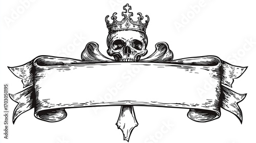 Gothic Skull Crest Design with Vintage Style – Generative AI