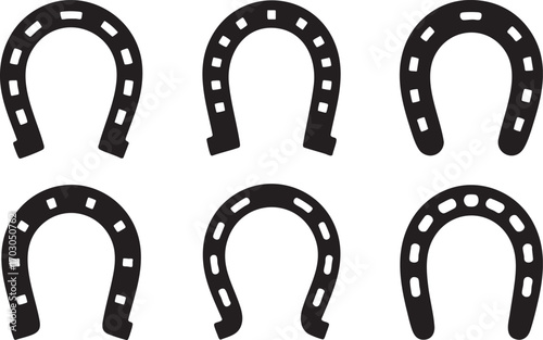 Six Horseshoe Silhouettes luck good luck