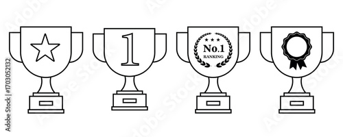 Web Trophy, Award, Victory, Champion, Success, Achievement, Winner, First Place, Recognition, Competition Vector Illustrator