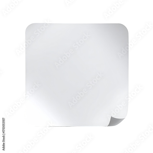 Blank square sticky note, slightly curled edges