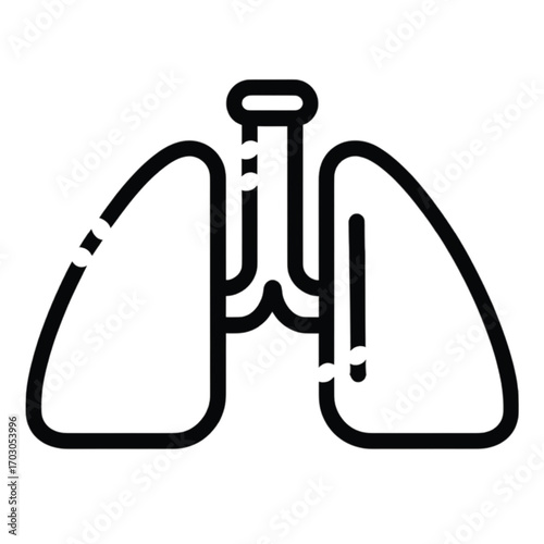 A stylized, minimalist line art illustration of human lungs and trachea, representing the respiratory system.