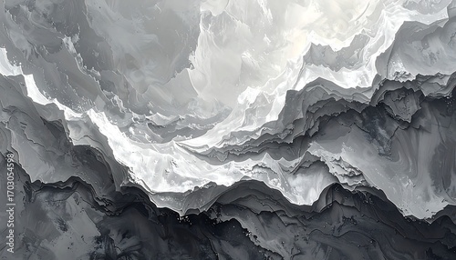 Abstract grayscale mountainous landscape
