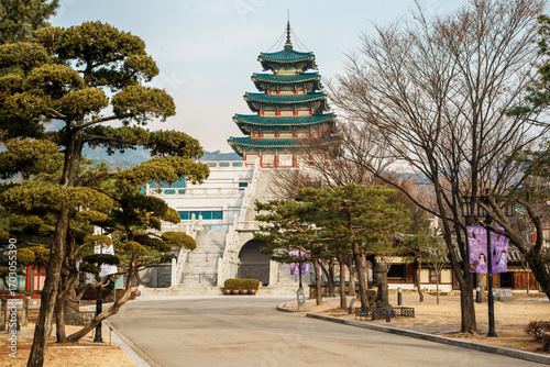 Pagoda of the National Folk Museum of Korea in Seoul, South Korea