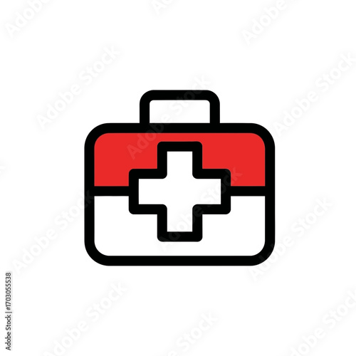 Medical kit displays aid symbol isolated
