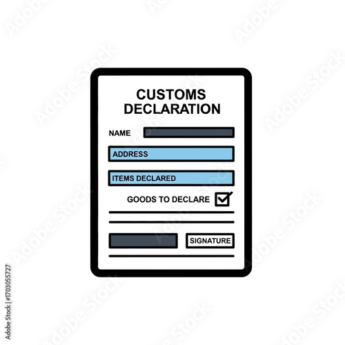 Customs form declares goods on document sheet