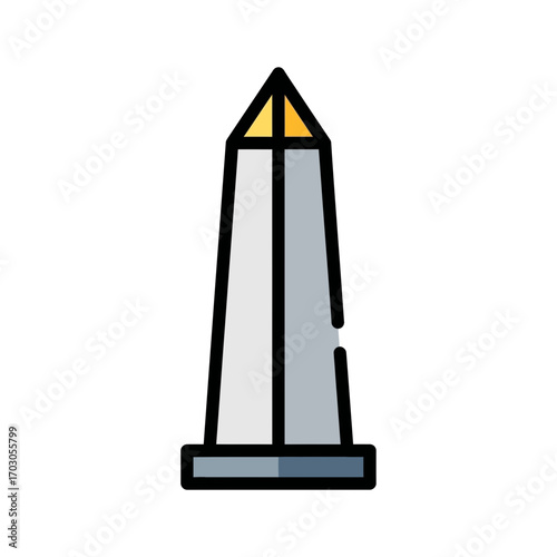 Sleek obelisk stands tall centrally outdoors