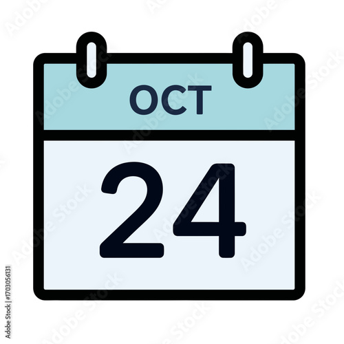 October date indicates twentyfourth in calendar icon