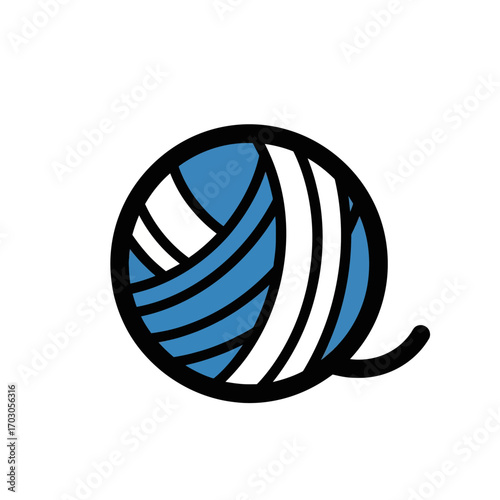 Blue yarn winds abstractly on white background creation