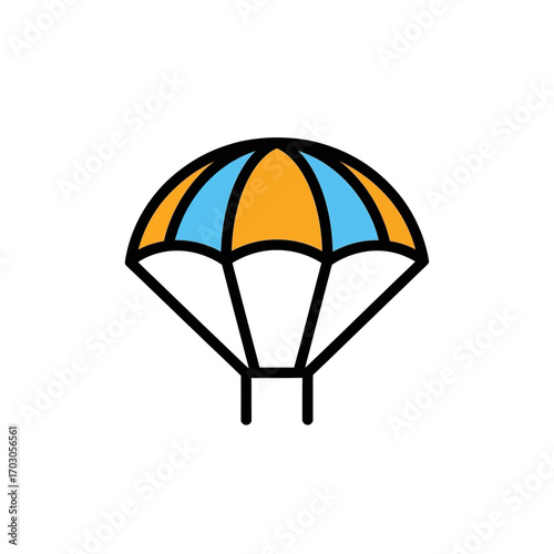Colorful parachute floats safely isolated white
