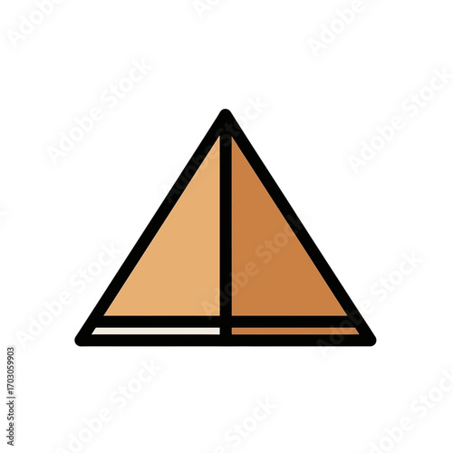 Geometric pyramid sits graphically isolated shape