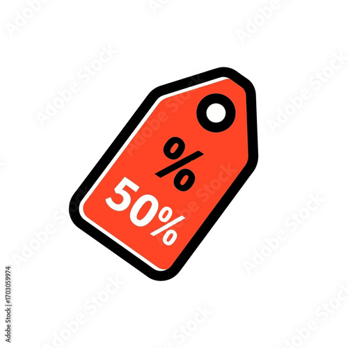 Red tag shows fifty percent offer sale event