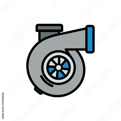 Turbocharger icon spins isolated automotive part graphic