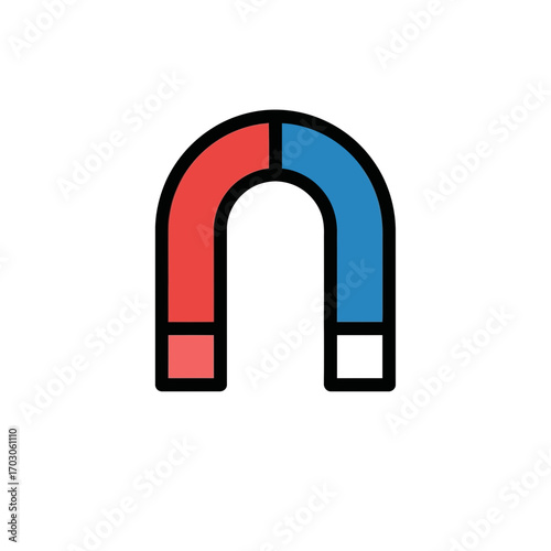 Red blue magnet attracts on plain background study