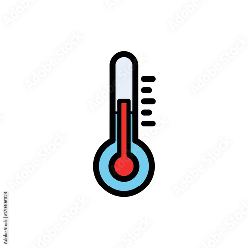 Red liquid thermometer measures fever illness state