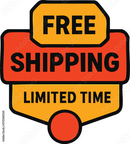 Free Shipping Limited Time Offer Promotion with Orange and Yellow Colors.