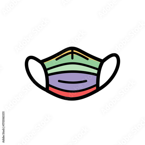 Colorful mask protects face health backdrop white