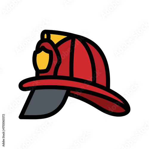 Red helmet protects brave firefighter during service