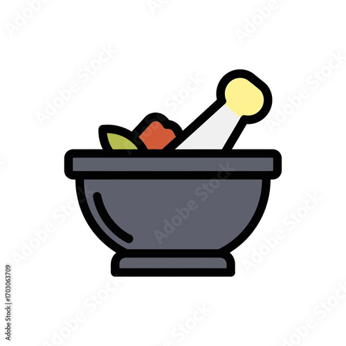 Grinding herbs medicine mortar pestle kitchen still life