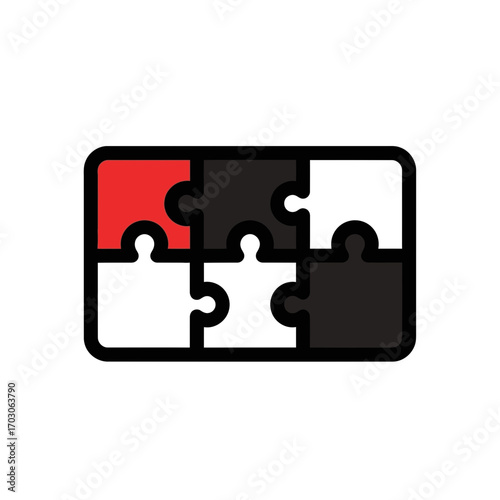 Colorful jigsaw pieces connect forming pattern design