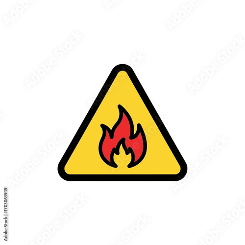 Hazardous fire flares within triangular warning alert area