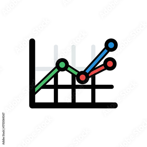 Colorful graph illustrates growth on white