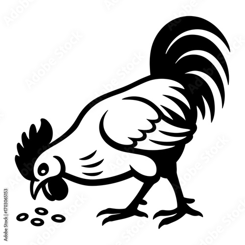 Rooster Pecking Corn